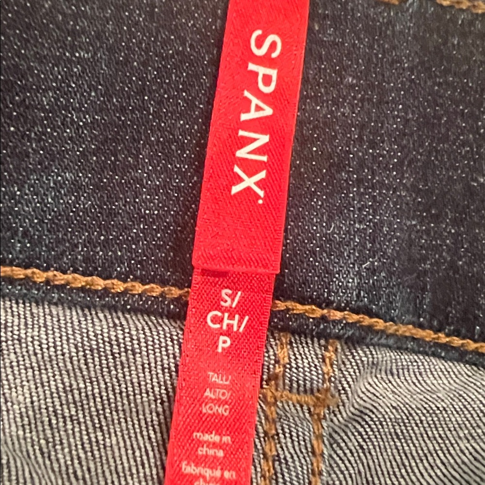 SPANX Dark Denim Jeans size Small Tall flare high rise